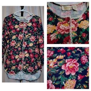 Vintage Victoria's Secret Gold Label Lace & Floral Cotton Nightgown, small, EUC!